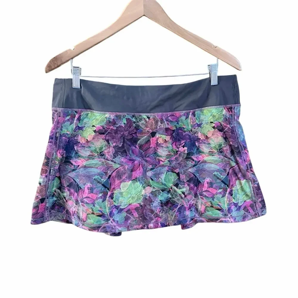Lululemon sheer mesh floral print skirt skirt size 12 tennis pickleball active